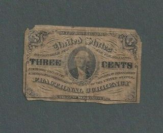 1863 United States 3c Three Cents Fractional Currency Note - S174
