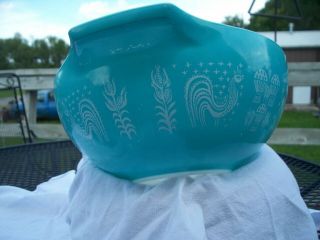 Pyrex Cinderella Mixing Bowl Amish Butterprint Turquoise 444 Vintage 2