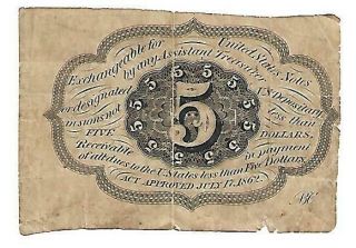 US Fractional Note - 5 Cents - First Issue - FINE 2