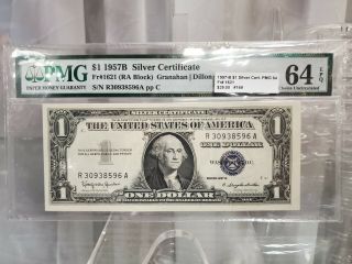 1957 - B $1 Silver Certificate Fr 1621 Pmg 64 Epq Choice Unc