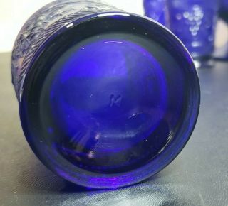 Mosser Glass COBALT BLUE Grape Band Pitcher & 4 Tumblers Set Cable 3