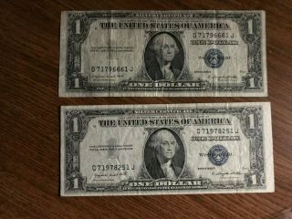 1935g Series $1 Currency Silver Certificates 1935 G Motto & No Motto Set