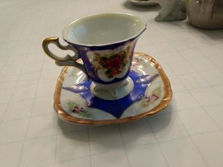 Vintage Ucagco China Tea Cup And Saucer Hand Painted Gold Trim Occupied Japan