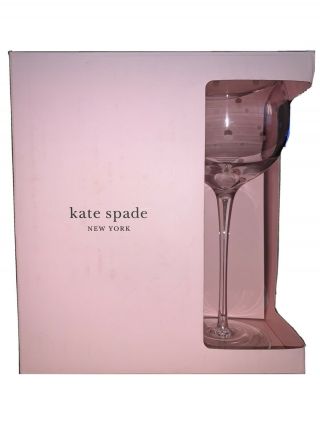 Set Of 3 Kate Spade Balloon Wine Glasses Larabee Dot Lenox Glass
