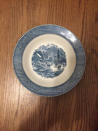 1 Vintage Currier And Ives Royal Ironstone Soup Bowl 8 1/2” Early Winter