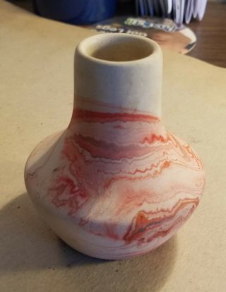 Small Early Nemadji Pottery 3 " Vase,  Red Accents.