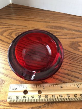 Vintage Ruby Red Viking Art Glass Orb Bowl Ashtray Mid Century Modern