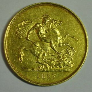 1887 United Kingdom Victoria Gold 5 Pounds