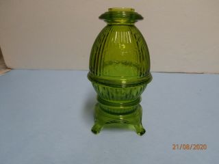 Viking Glass Green Pot Belly Stove Fairy Lamp