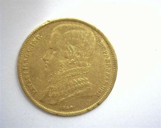 Brazil 1849 Gold 10000 Reis About Uncirculated Scarce