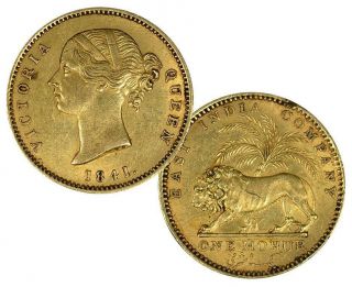 British India 1841 Victoria Gold Mohur In Xf/au