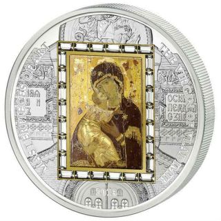 Cook 2013 20$ Virgin Of Vladimir Masterpieces Of Art 3 Oz Silver & Gold Coin