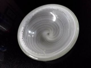 Murano Hand Blown Glass Bowl Clear With White Swirls Polished Pontil