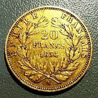 Coin,  Gold,  France,  Napoleon Iii,  Napoléon Iii,  20 Francs,  1854,  Paris