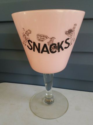 Mid Century Modern Vintage West Virginia Glass Pink Pedestal Snacks Bowl Barware