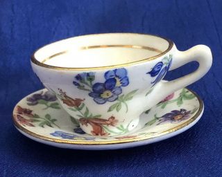 Rosina England Bone China Miniature Cup And Saucer Set 5019 Floral Pattern Vtg