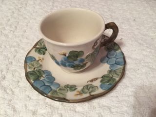 Metlox Poppytrail Sculpture Grapes Coffee Cup And Saucer