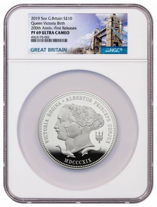 2019 Britain 200th Queen Victoria 5 Oz Silver £10 Coin Ngc Pf69 Uc Fr Sku58099