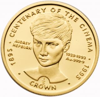 Uk Gibraltar 1996 Audrey Hepburn 1/5 Oz Gold Proof Coin