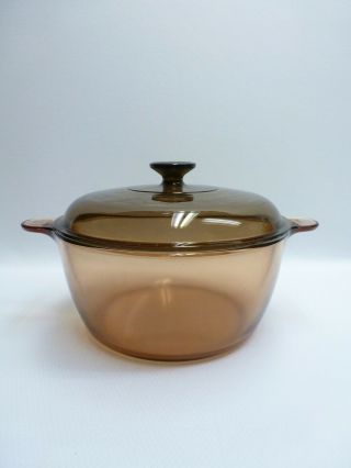 Corning Ware Visions Amber 4.  5l Dutch Oven Stock Pot Lid Usa