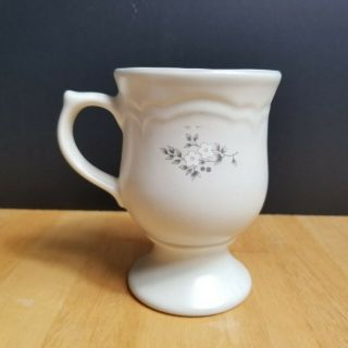 Pfaltzgraff Heirloom Stoneware Pedestal Coffee Cup Mug (1) Gray & White Flowers