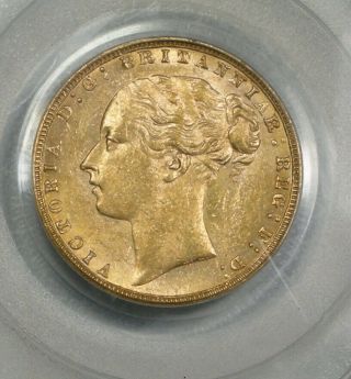 1880 Victoria Sovereign Gold Coin.  Graded Pcgs Ms62.  Highest Grade At Pcgs