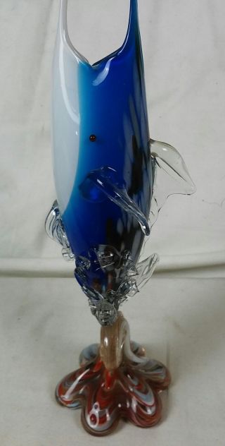 Vintage Murano Glass Marlin Fish Vase Italian Art Glass 28cm Tall