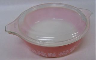 Vintage Pyrex Pink Gooseberry Lidded Casserole Bowl 1 Pint u745 2