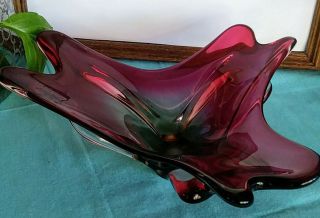 Vintage Mid Century Purple Murano Italian Art Glass Bowl Form - Biomorphic