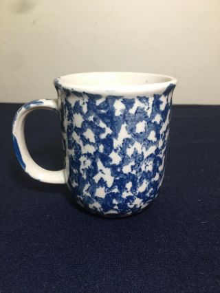 Tienshan Folk Craft Blue Sponge Animals Stoneware Coffee Tea Mug 8 Oz