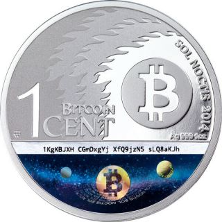 Sol Noctis 2014 0,  01 BTC 1 oz Binary Eagle Proof Silver Coin 2