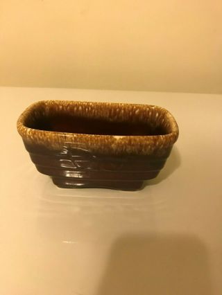 Vintage Hull Usa Small Brown Drip Planter With Bow On Front