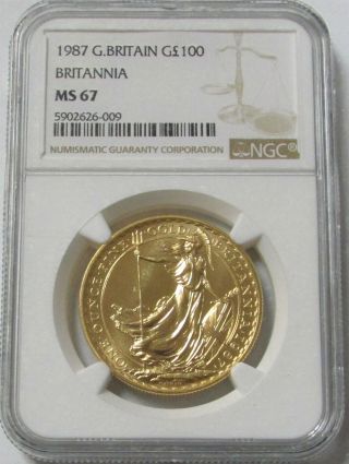 1987 Gold Great Britain 100 Pounds 1 Oz Coin Ngc State 67