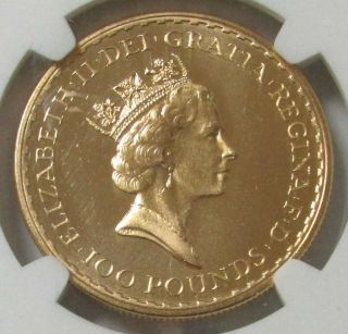 1987 GOLD GREAT BRITAIN 100 POUNDS 1 OZ COIN NGC STATE 67 2