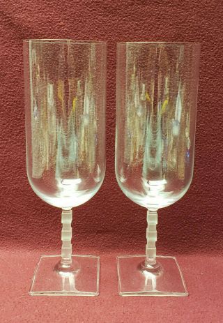 Two (2) Mikasa Crystal - Viewpoint Satin Pattern - Iced Tea Goblets
