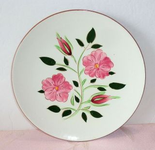 Vintage Stangl Pottery Wild Rose Salad Plate Hand Painted Red Floral Second