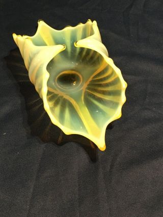 Heirloom By Fostoria Opalescence 11” Folded Dish - Vaseline Yellow - Unusual