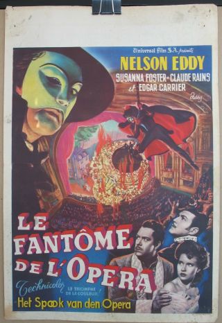 Phantom Of The Opera (1943) 1st Release Belgian Poster,  Claude Rains,  Universal