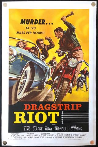 Dragstrip Riot 1958 Movie Poster One Sheet Linen Backed (27 " X 41 ")