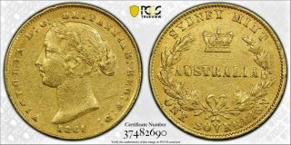 1861 - Sy Victoria Gold Sovereign Coin Australia Sydney Coin Pcgs Au - 50