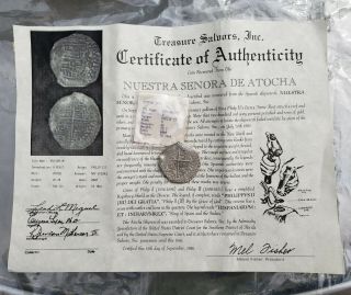 Atocha Shipwreck Artifact 8 Reales Grade 2 Mel Fisher Treasure Coin 2