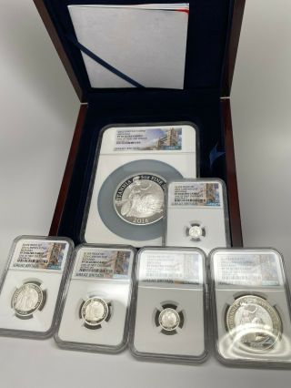 2016 Silver Britannia Proof Set Of 6,  1/20 To 5 Oz Ngc Pf70 Ultra 1st 250 Struck