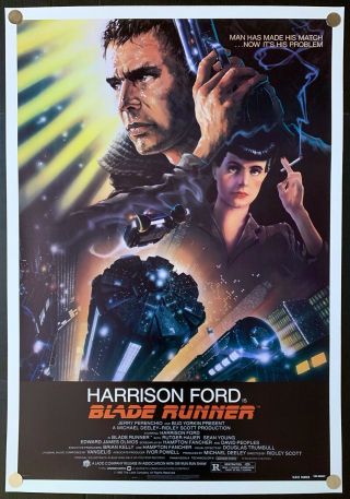 Blade Runner 1982 Movie Poster Linen Backed Unfolded (27 " X41 ") C9 Nm