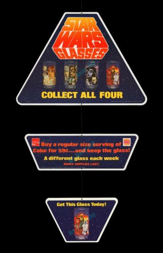 Star Wars Coca - Cola & Burger King 1978 Store Display Movie Poster Glasses Mobile