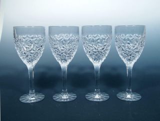 Rogaska Celebration Crystal Set (4) Modernist " Ice Cold " Wine Goblets Minty