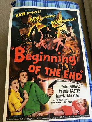 Vintage Movie Poster Theater Beginning Of The End 1957 Monster Horror