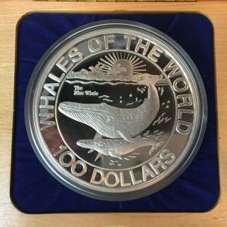 1993 BAHAMAS WHALES OF THE WORLD SILVER PROOF 1 KILO KG 32.  15 OZ.  - 750 MINTAGE 2