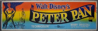Peter Pan R1958 Orig 24x82 Movie Poster/banner Bobby Driscoll Kathryn Beaumont
