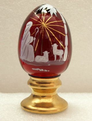 Fenton Ruby Red Egg " Birth Of A Savior " Handpainted - Signed - Ltd - Label
