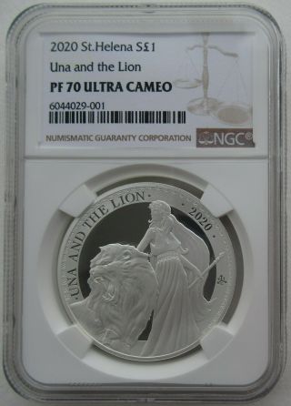 Ngc Pf70 Great Britain Uk St.  Helena 2020 Una And The Lion Silver Coin 1oz